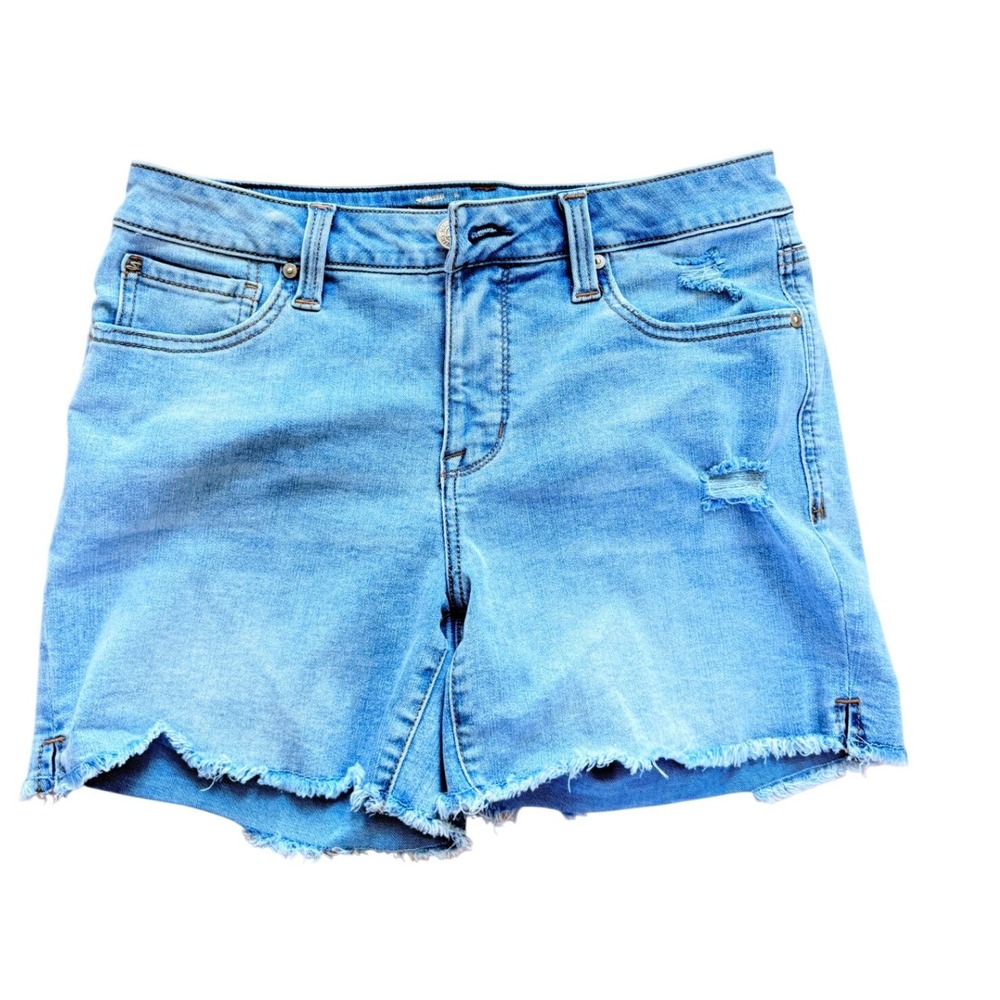 Seven7 Weekend Short Womens 6 Light Wash Distressed Raw Hem Denim Jean Shorts